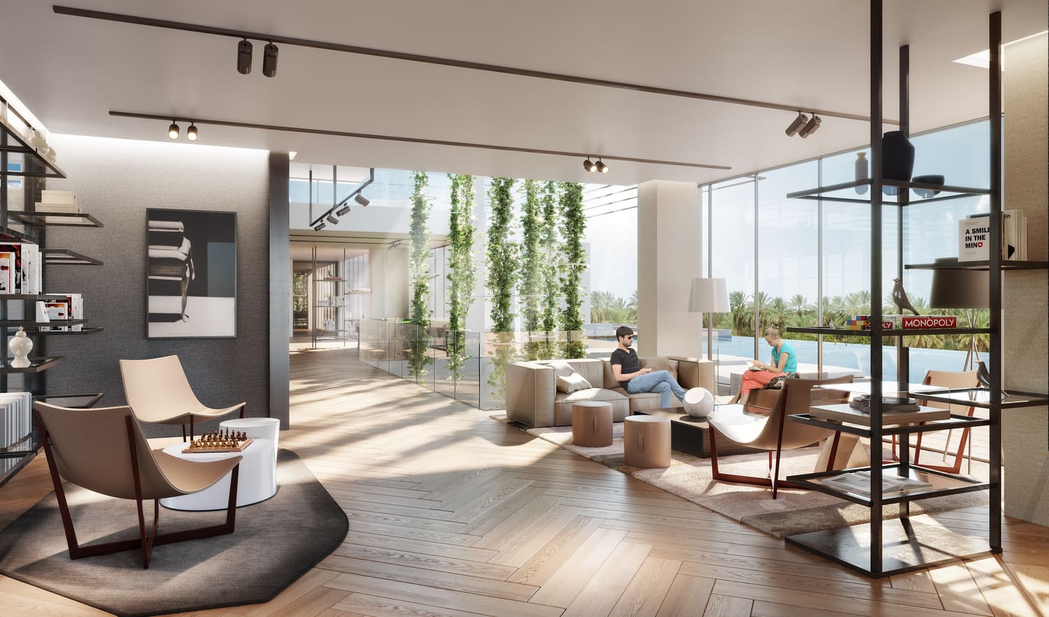 Lobby with seating/working stations