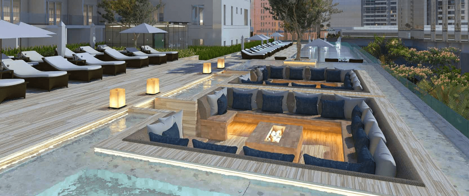 Luxurious swimming pool for adults with children’s pool