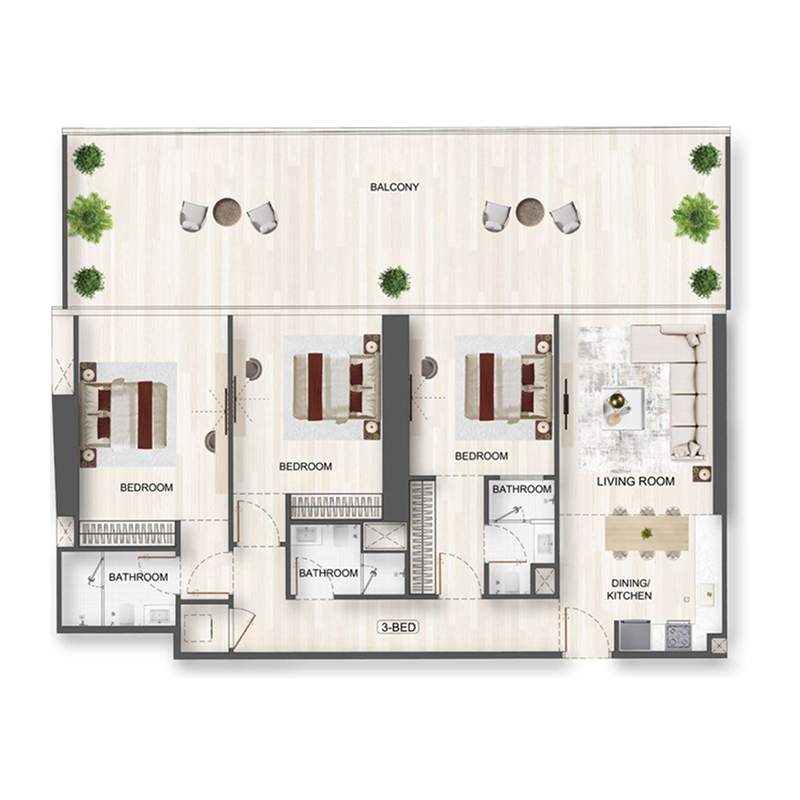 3 bedroom Apartments -  Binghatti Flare