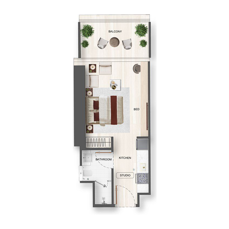 Studio Apartments -  Binghatti Flare