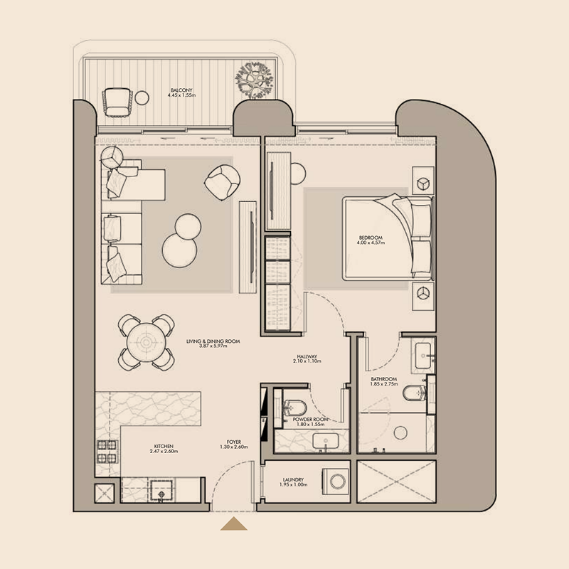 1 bedroom Apartments -  Nourelle