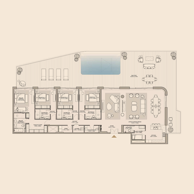 4 bedroom + pool Apartments -  Nourelle