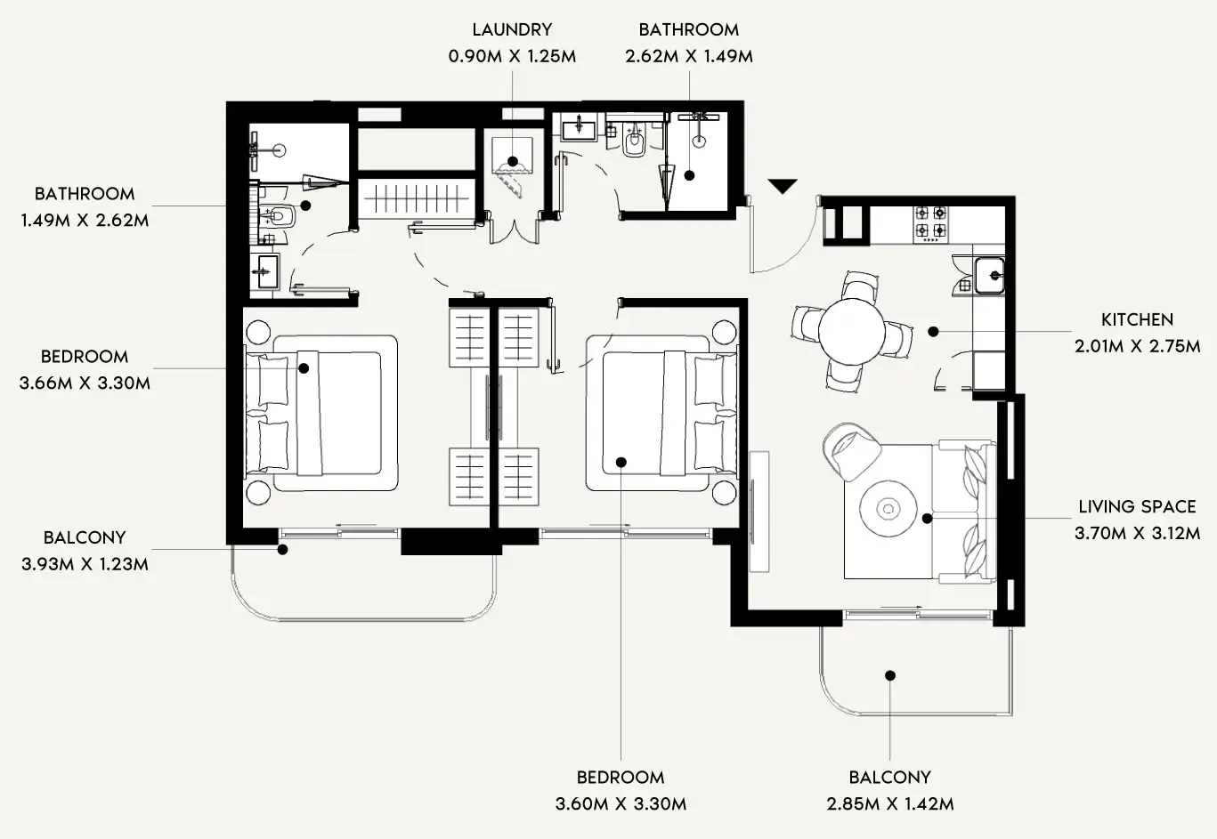 2.0 bedrooms apartments -  Azizi Leily