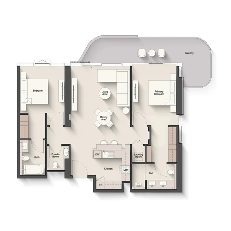 2.0 bedrooms apartments -  Portside Square