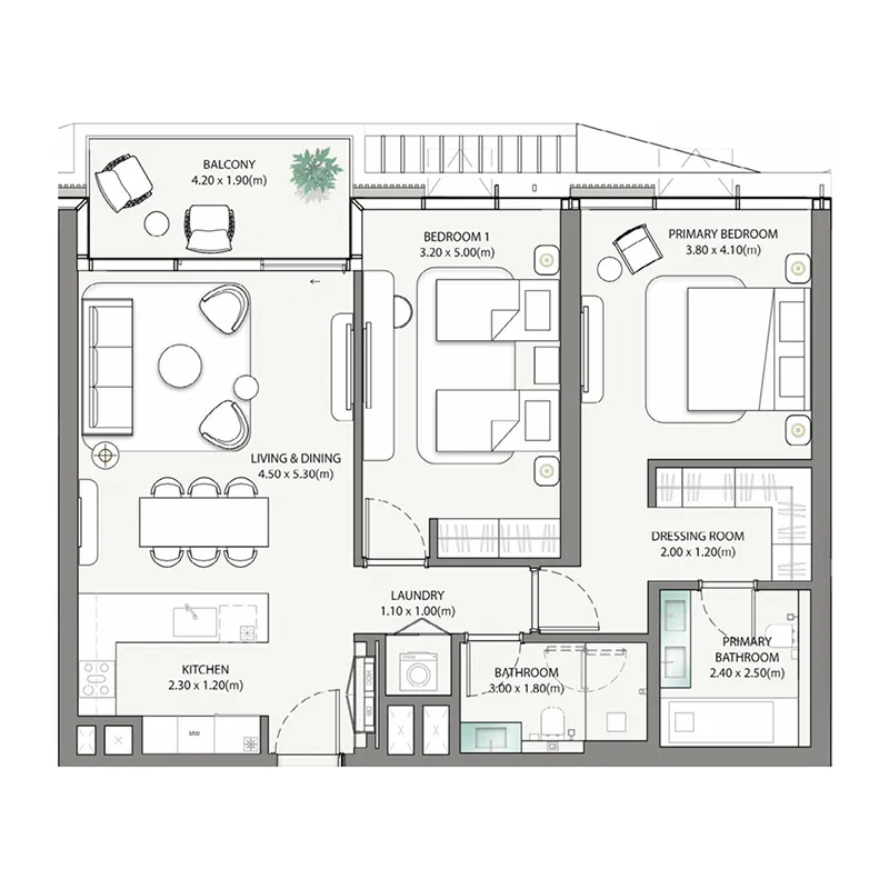 2.0 bedrooms apartments -  Palm Central Private Residences