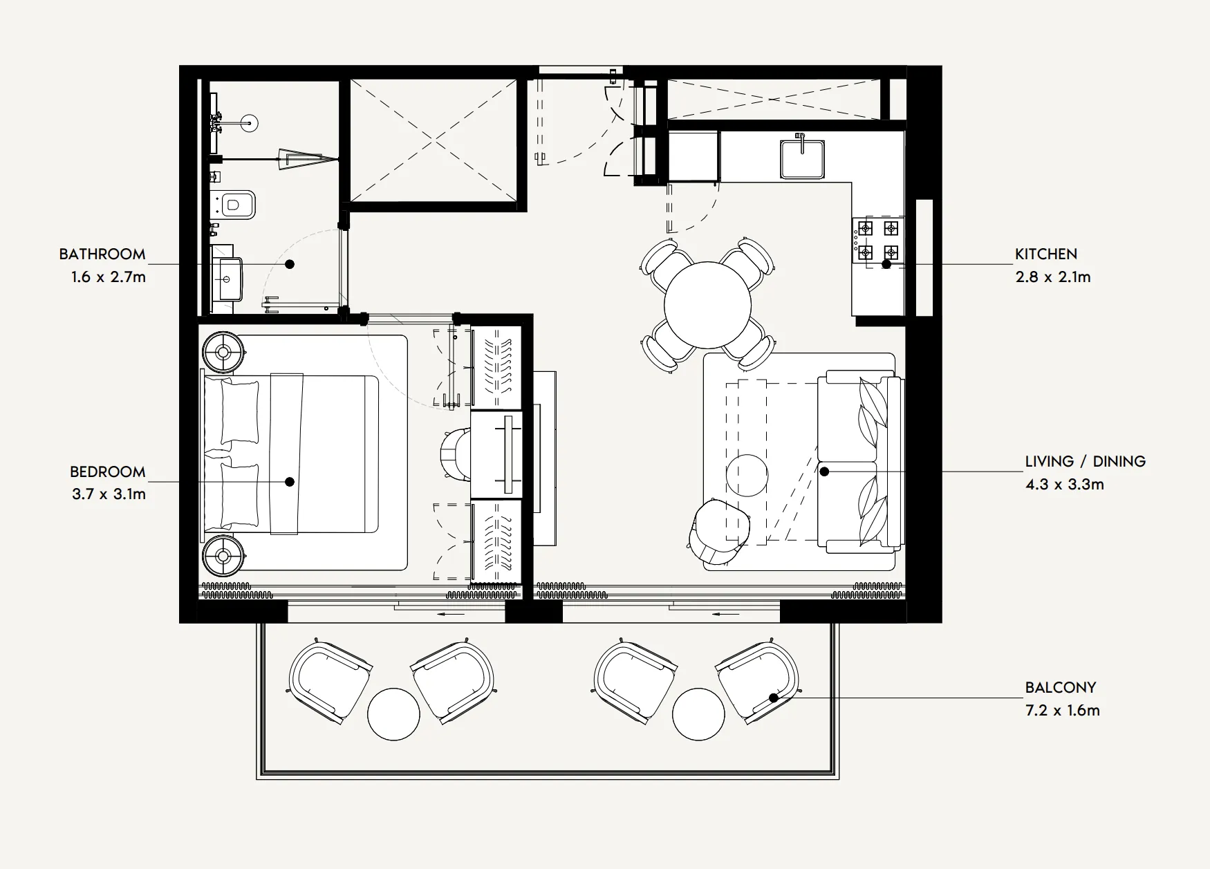 1.0 bedroom apartments -  Azizi Gabriel