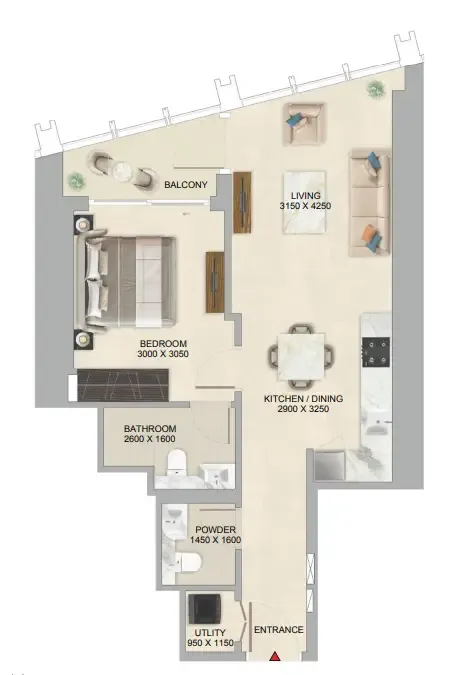 1.0 bedroom apartments -  The Mirage at Sobha Central