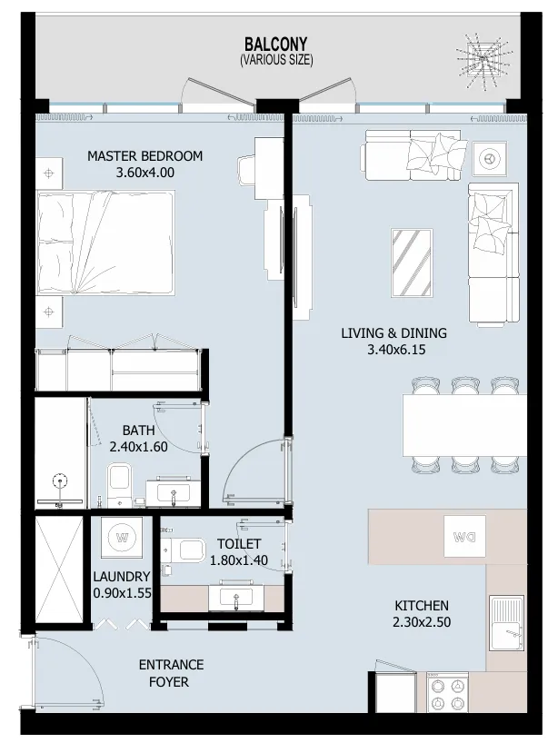 1.0 bedroom apartments -  Verdana IX