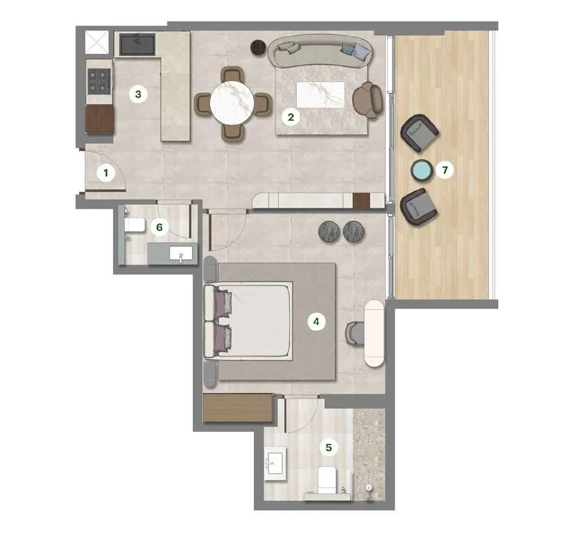 1.0 bedroom apartments - Parkgreen Residences