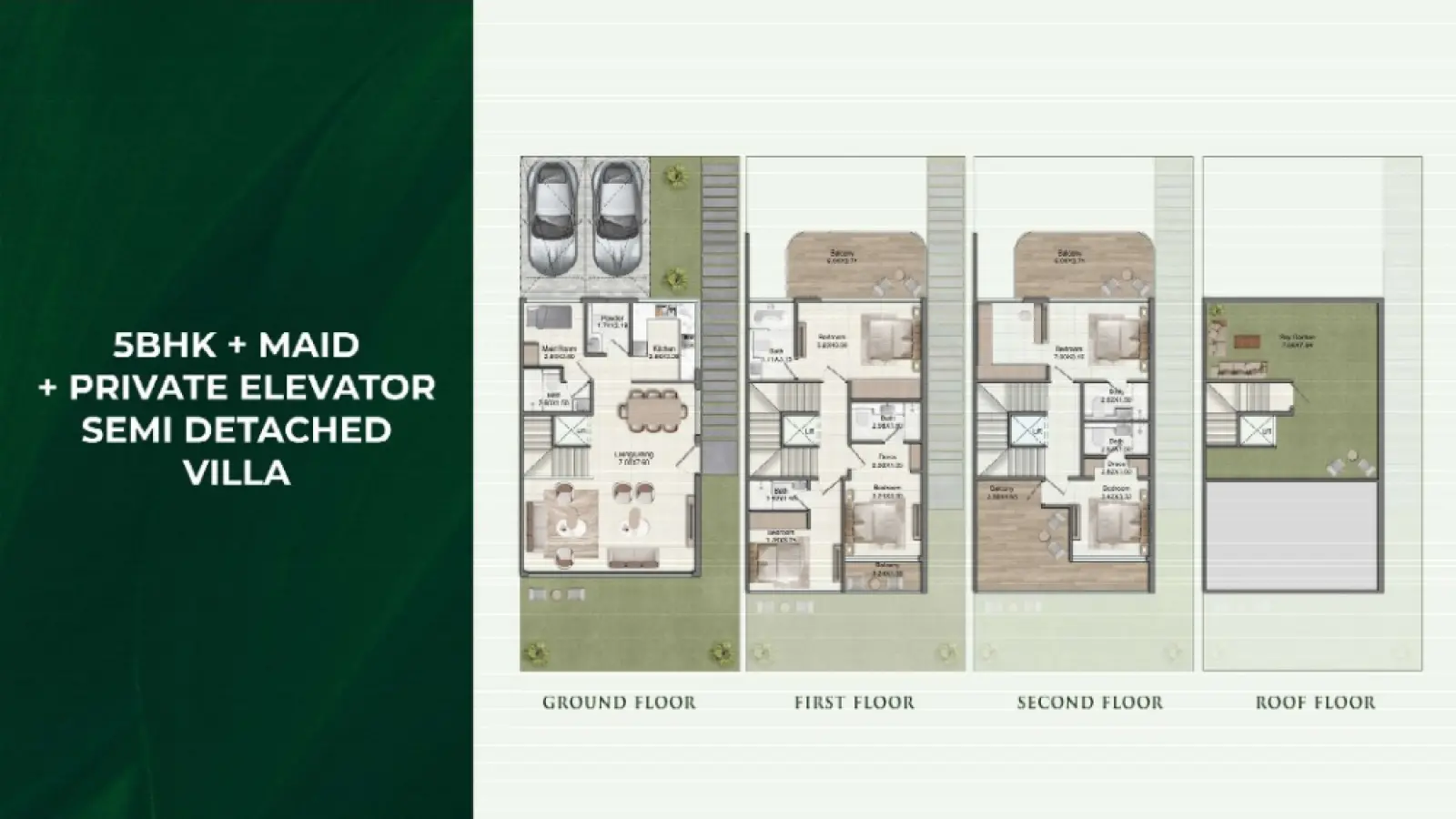 5 BHK + Maid Semi Detached Villa Large Plot