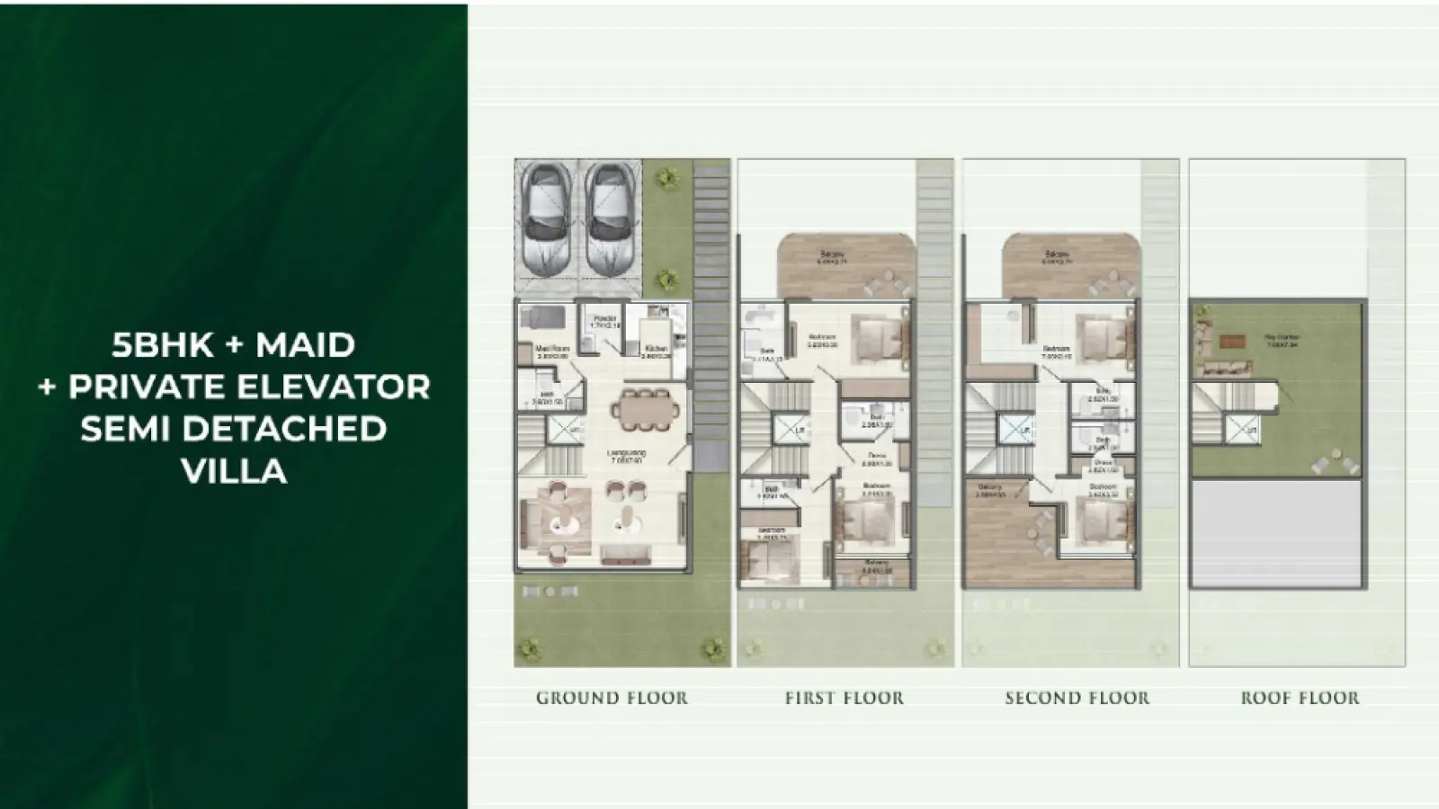 5 BHK + Maid Twin Villa Double Height Living Large Plot